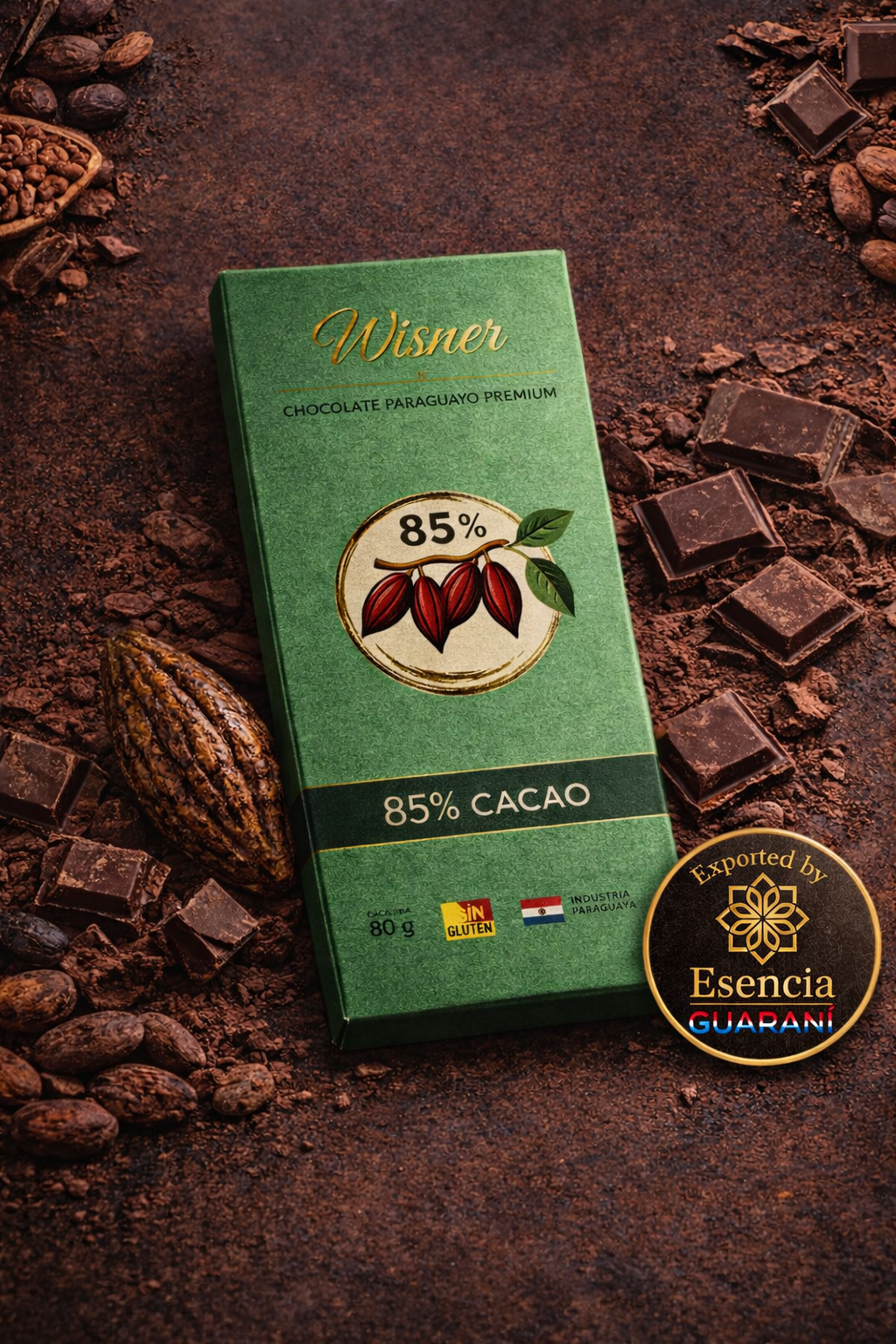Chocolate 85% Cacao Sin Azúcar Wisner 80g | Premium Paraguayo