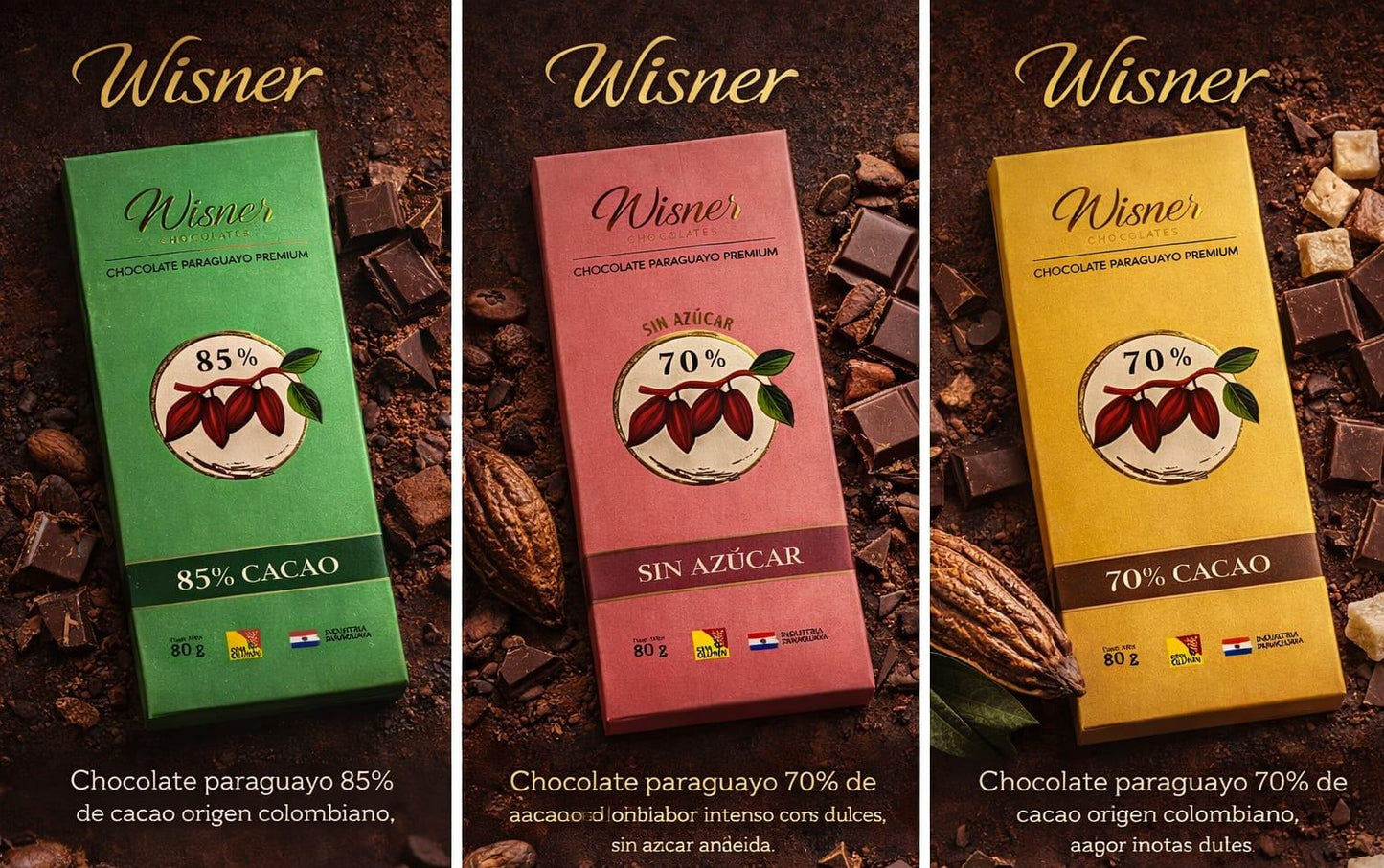 Chocolate 70% Cacao Wisner 80g | Premium Paraguayo
